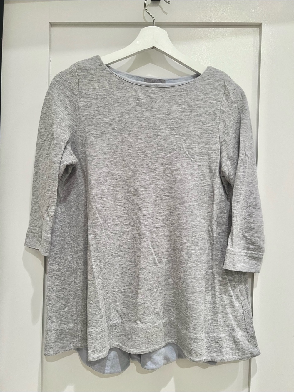 COS Heather Gray Boatneck 3/4 Sleeve Tunic